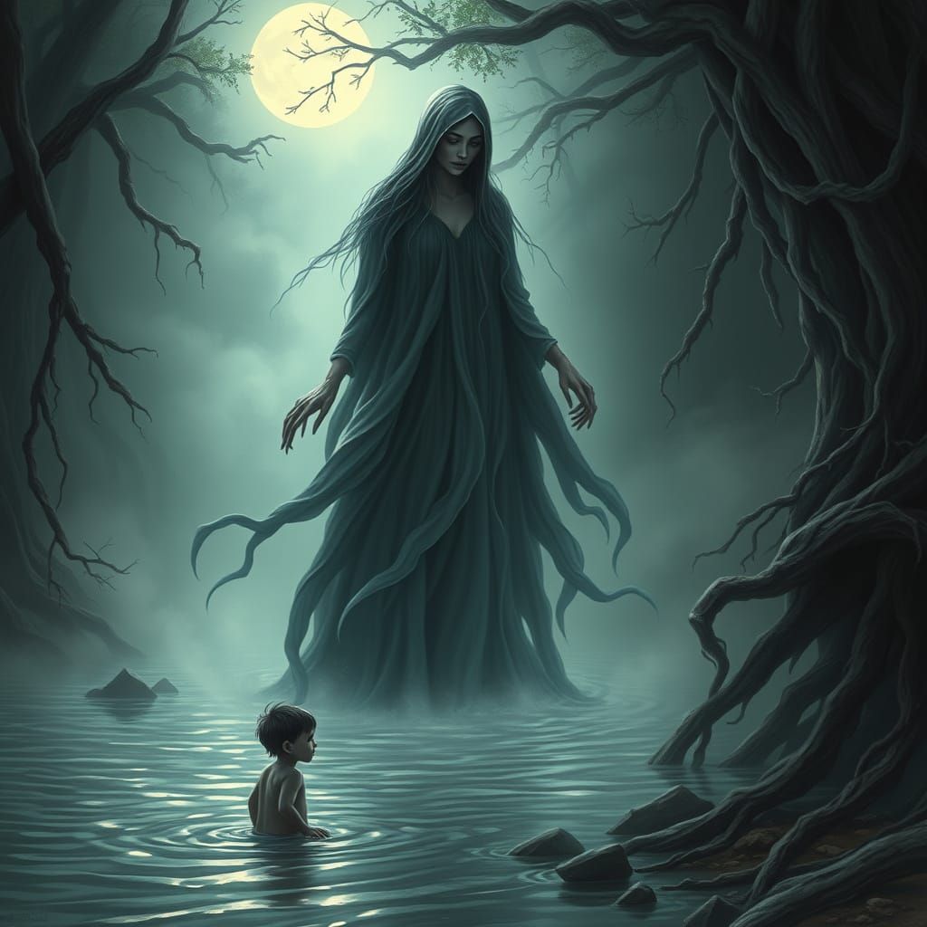 La Llorona as a Haunting Water Spirit