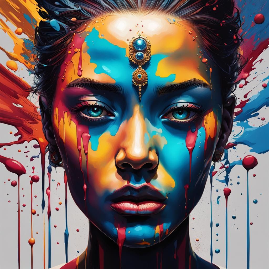 Hyperrealistic Portrait with Dramatic Lighting and Color