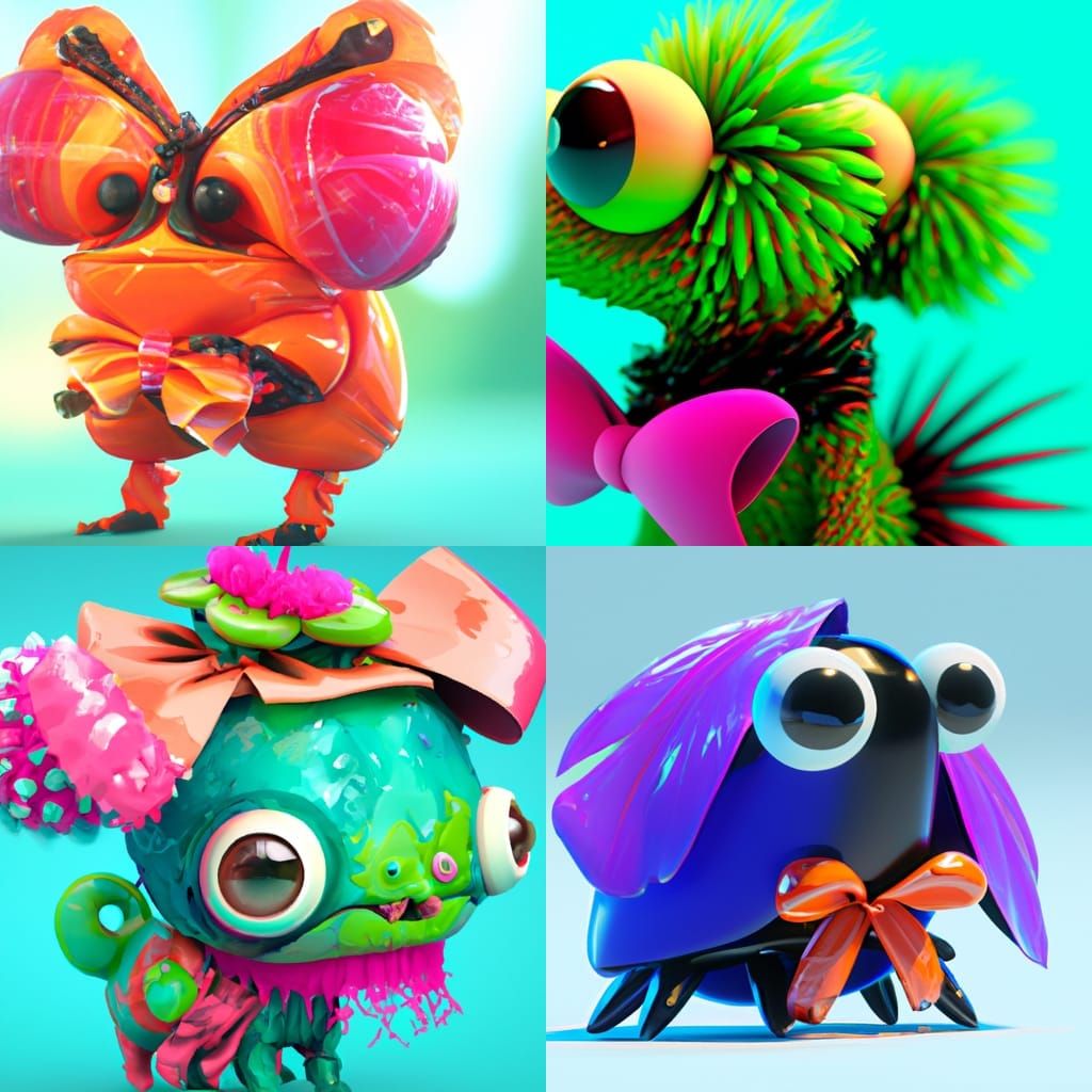 Adorable Moschops with Bow in Abstract Style