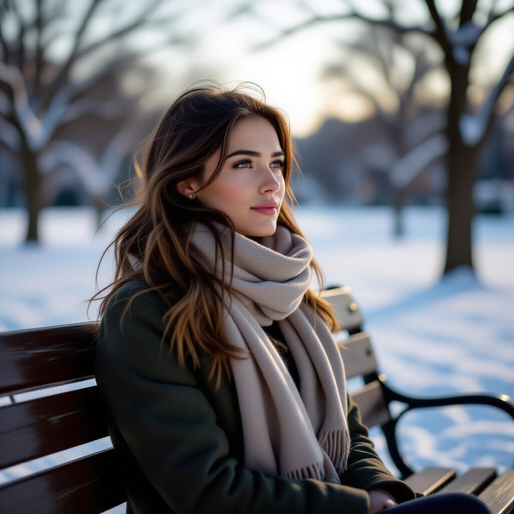 Woman Waiting on Bench, Cinematic Realism