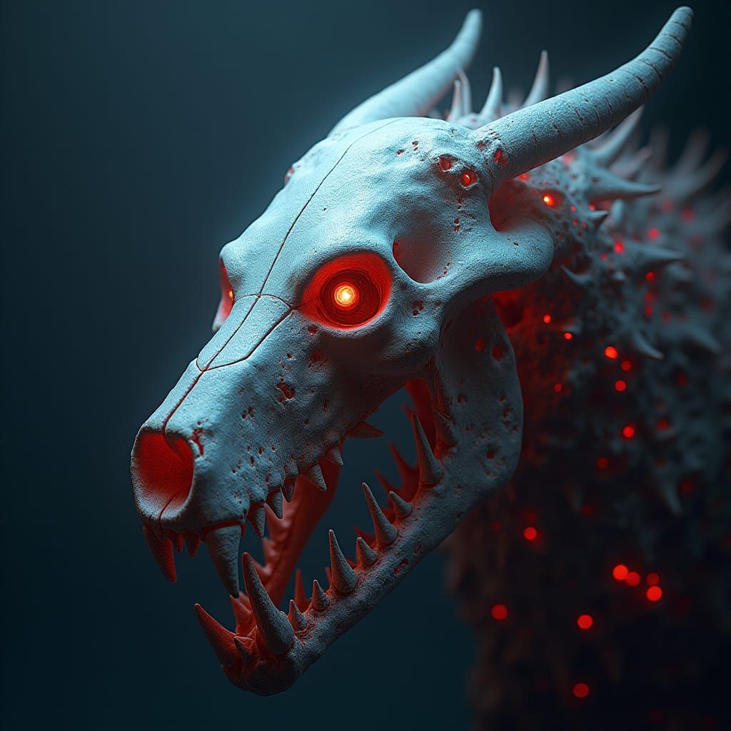 Animal Hybrid Skull in Ethereal Fusion Style