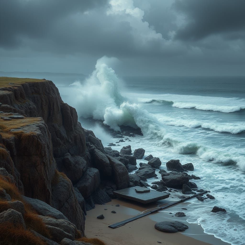 Majestic Stormy Seascape in Dramatic Brushstrokes