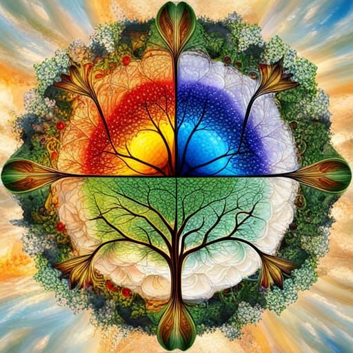 Seasonal Tree Sculpture in Blown Glass Style