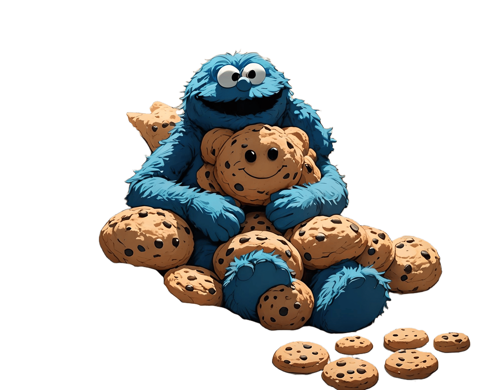 Anime Girl Hugs Cookie Monster in LoFi Style