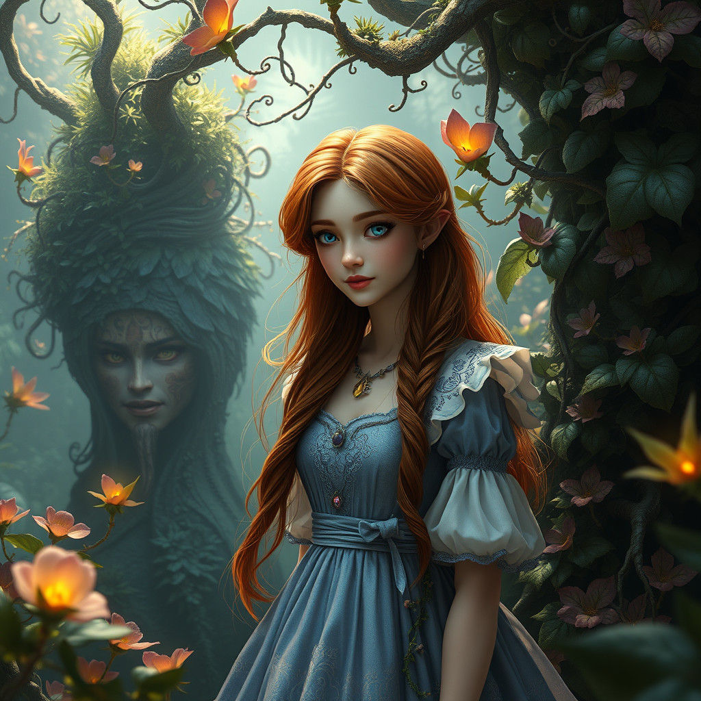 Enchanted Realm: Alice in a Matte Painting Dreamscape