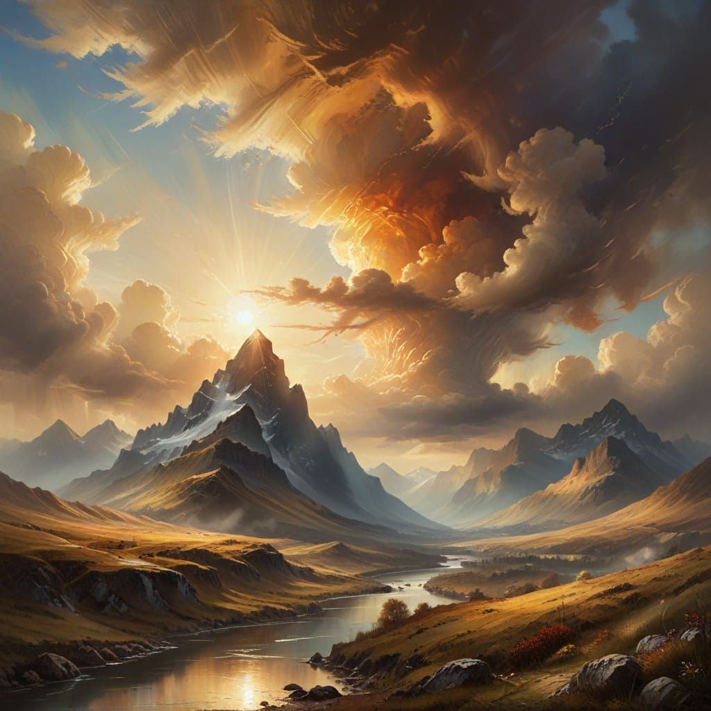 Serene Landscape in Warm Golden Light