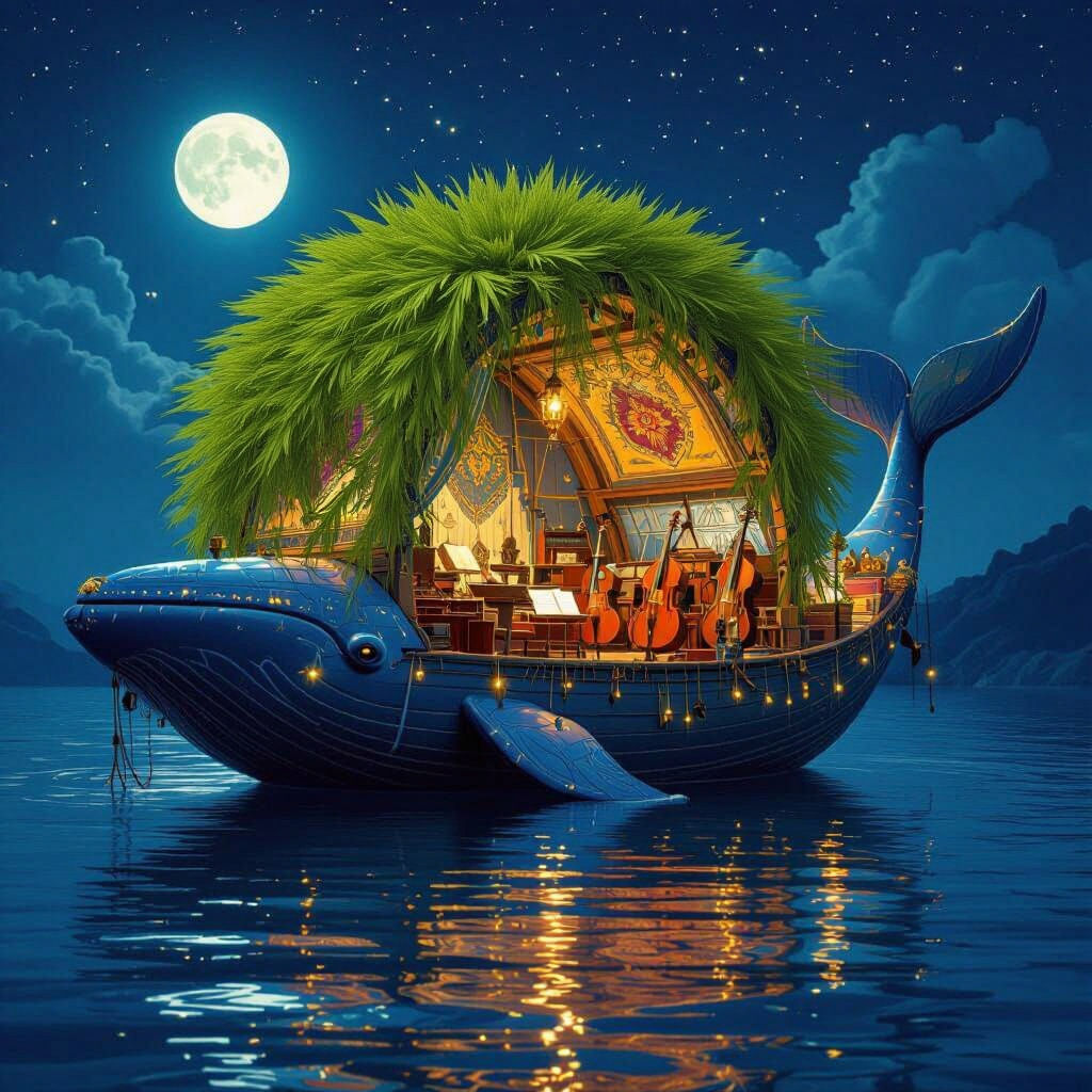 Jewish Sukkah Inside Giant Whale Floating at Sea