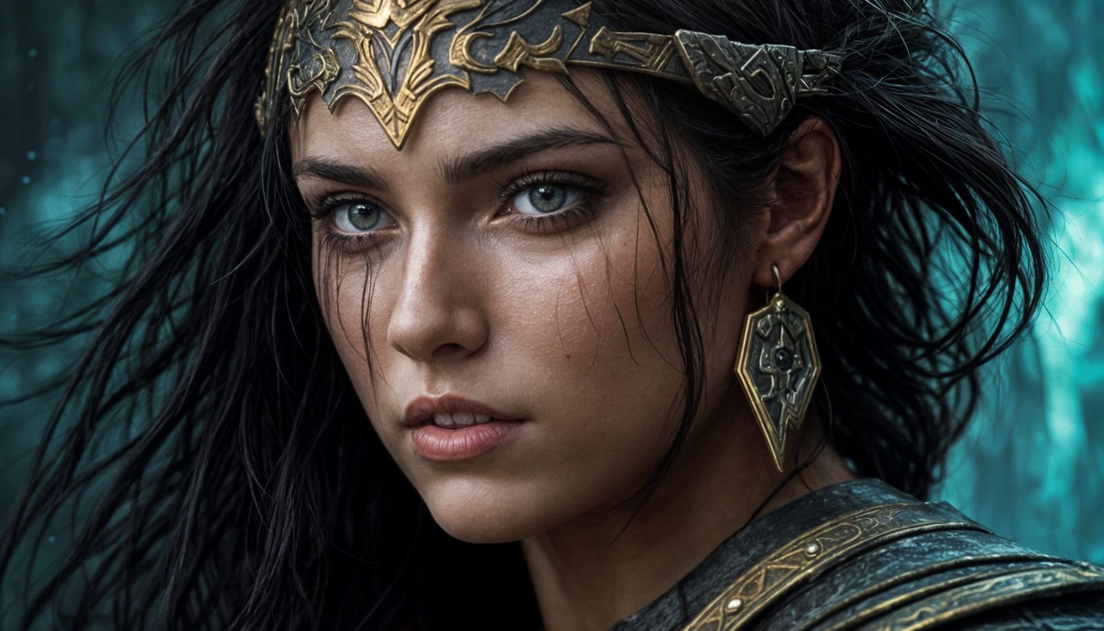 Hyperreal Warrior Woman Portrait