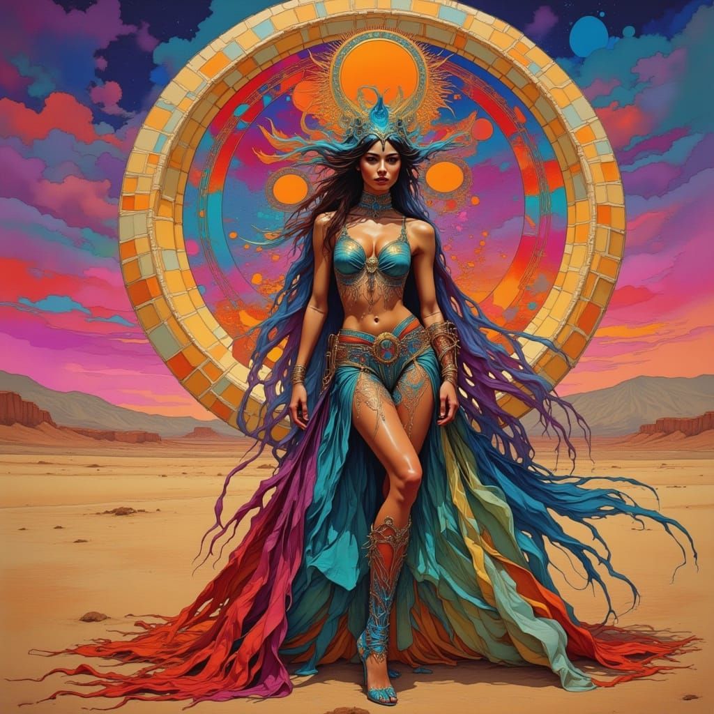 Surreal Martian Goddess in Neurographic Attire