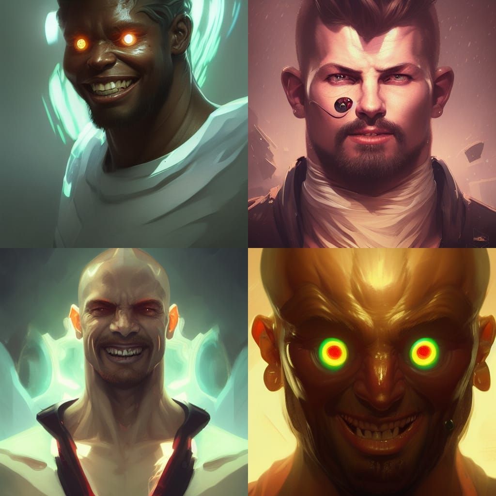 Giga Chad Portrait with Glowing Eyes