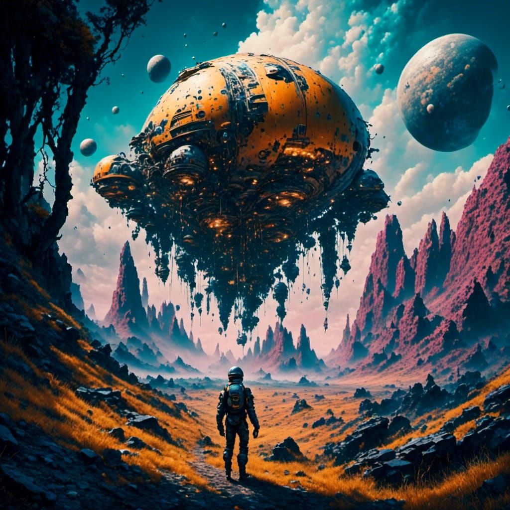 Modern Sci-Fi Film Poster in Chris Foss Style