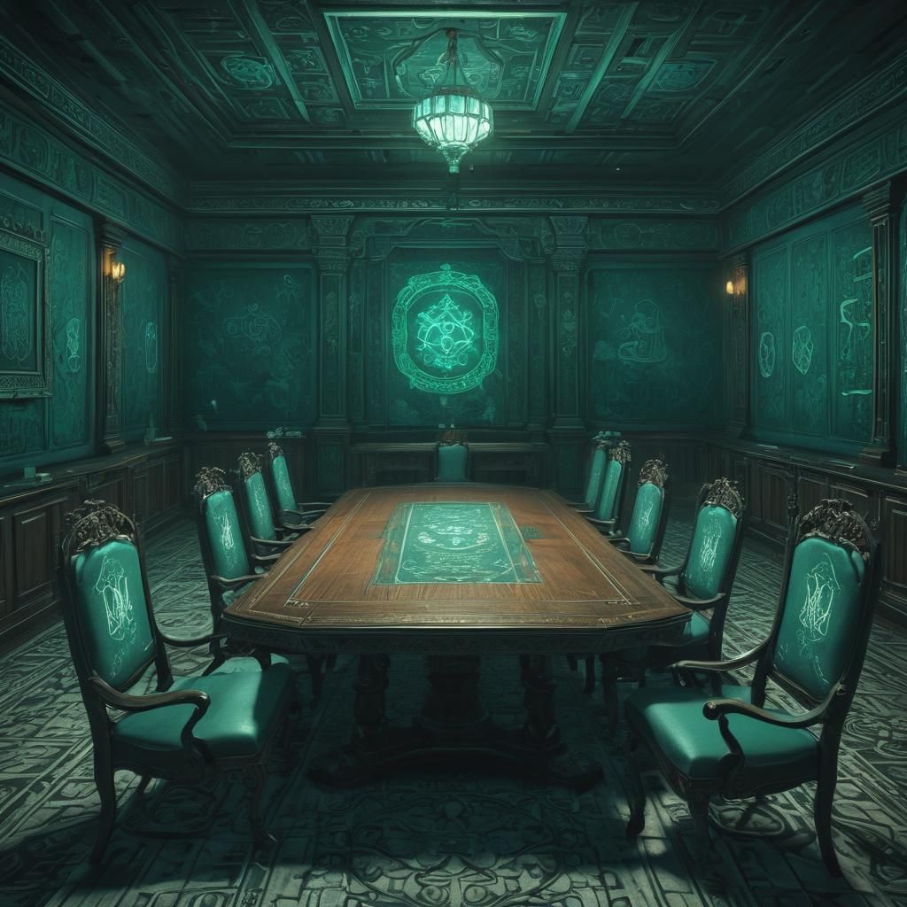 Mystical Eastern Council Room in Anime Style