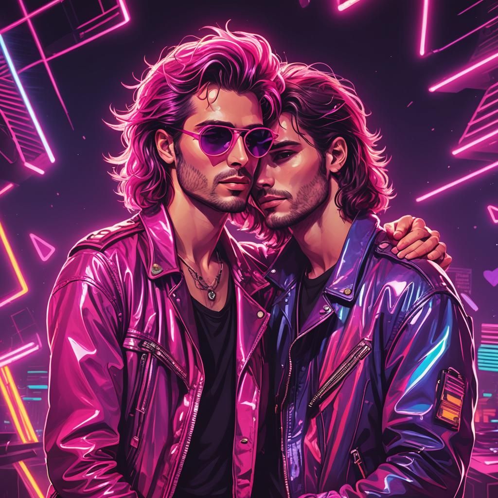 Synthwave Neon: Young Rock Star in Retro Style