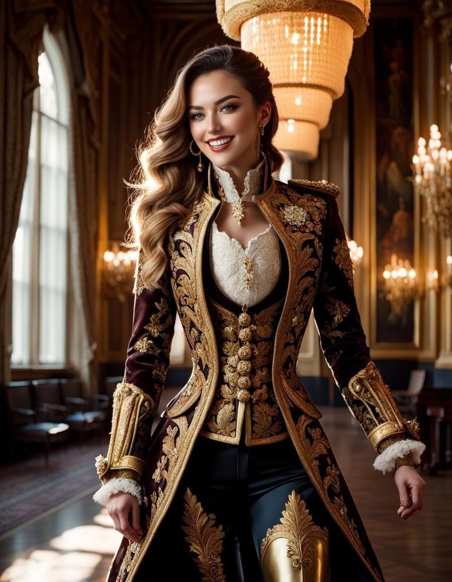 Equestrienne in Ballroom: Hyperrealistic Full Body Shot