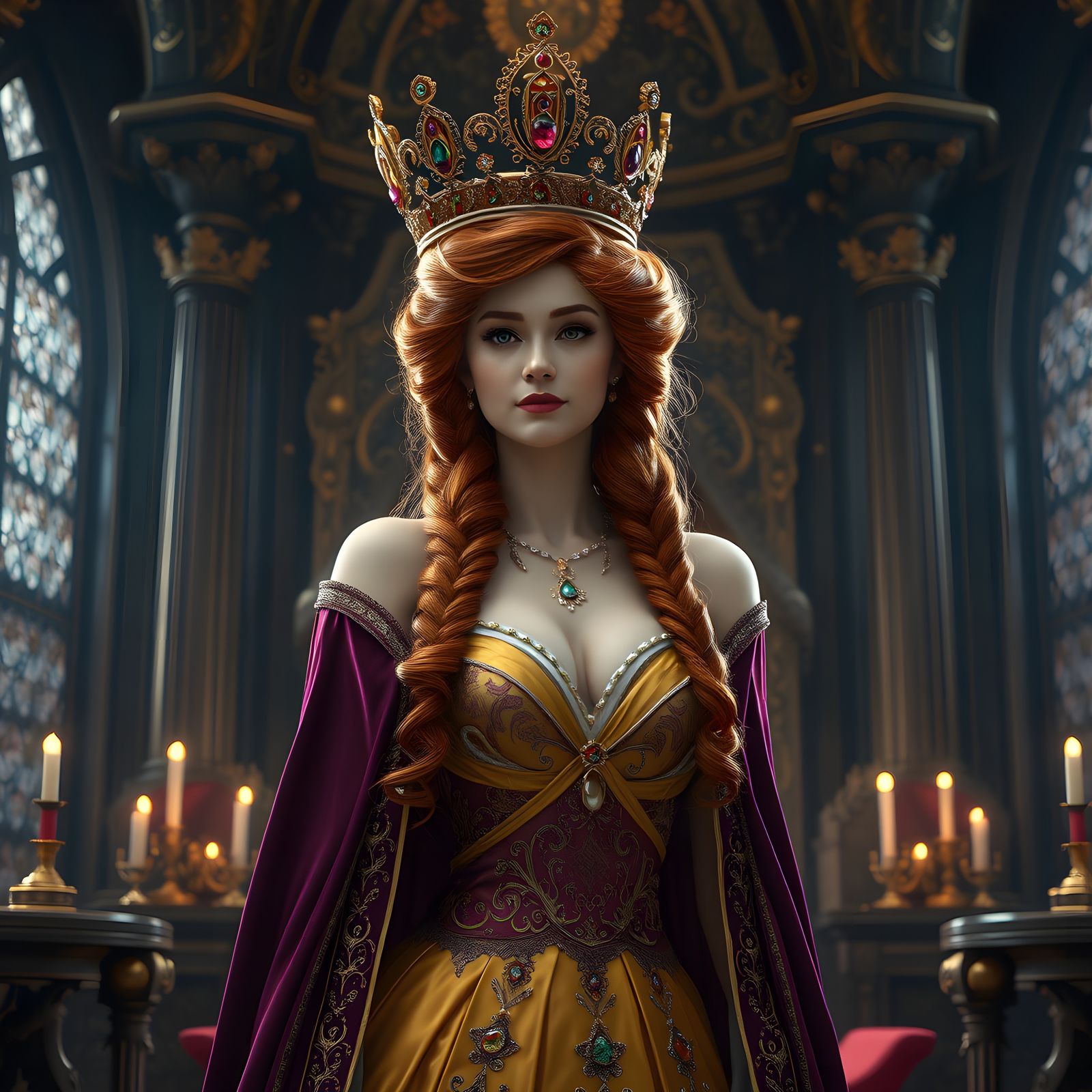 Medieval Queen Alizee in Regal Dark Fantasy