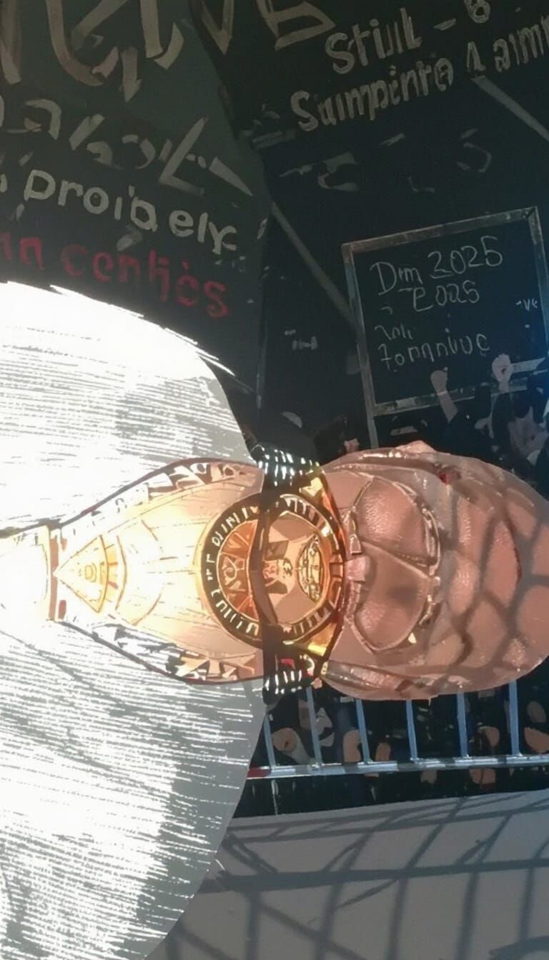 Triumphant Wrestler Victory in Steel Cage, Digital Art Style