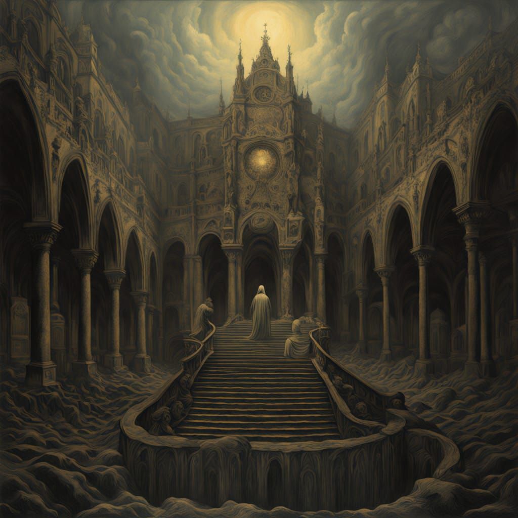 A Sanctimonious Figure Adorned in Velvet Attire in a Lavish,...