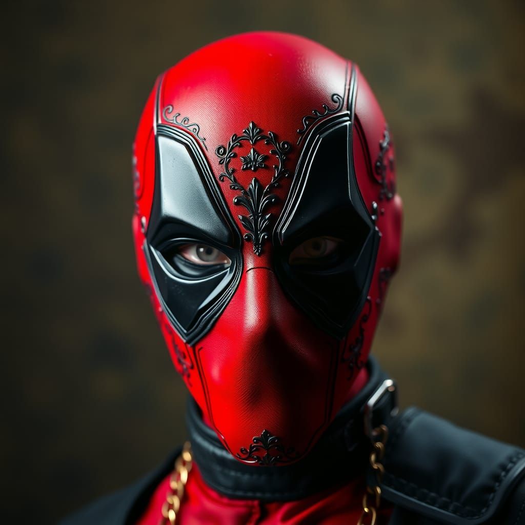 Ornate Deadpool Venetian Mask in Baroque Style