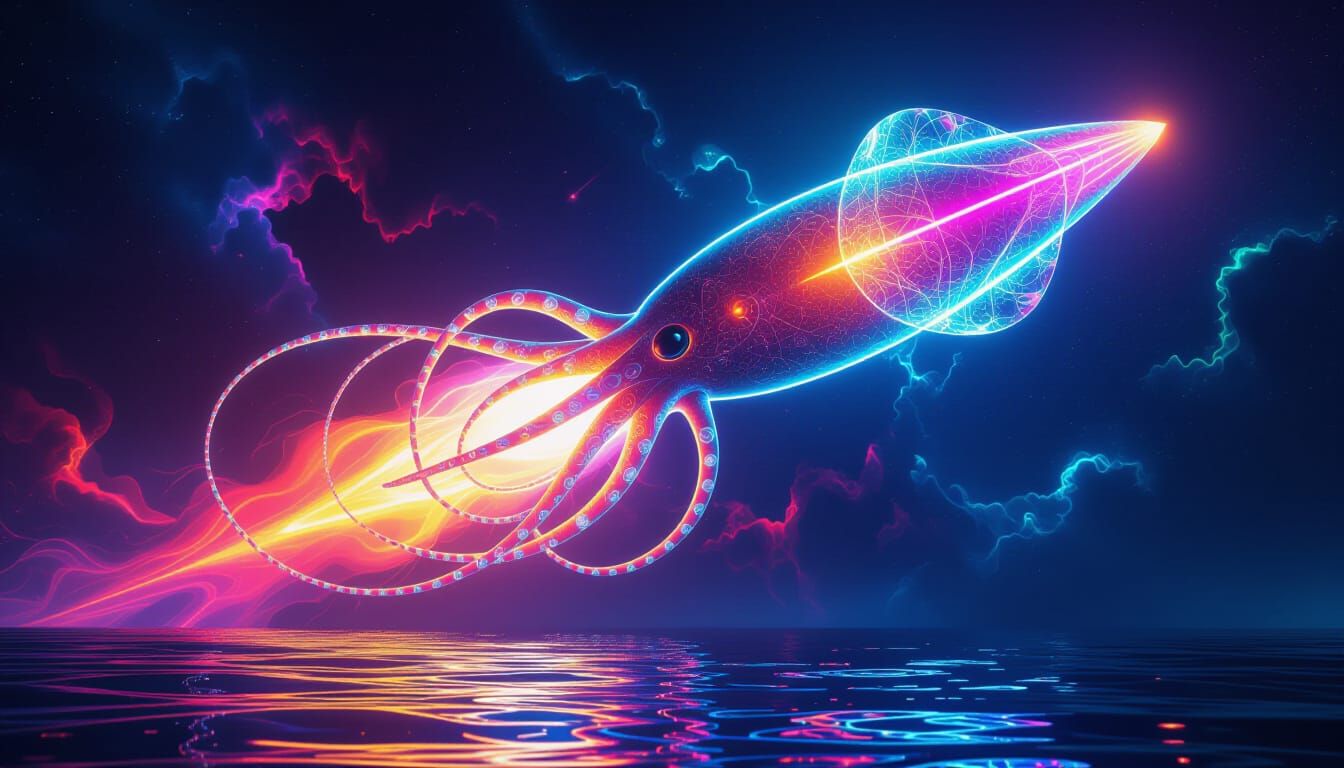 Psychedelic Laser Squid on Blazing Comet