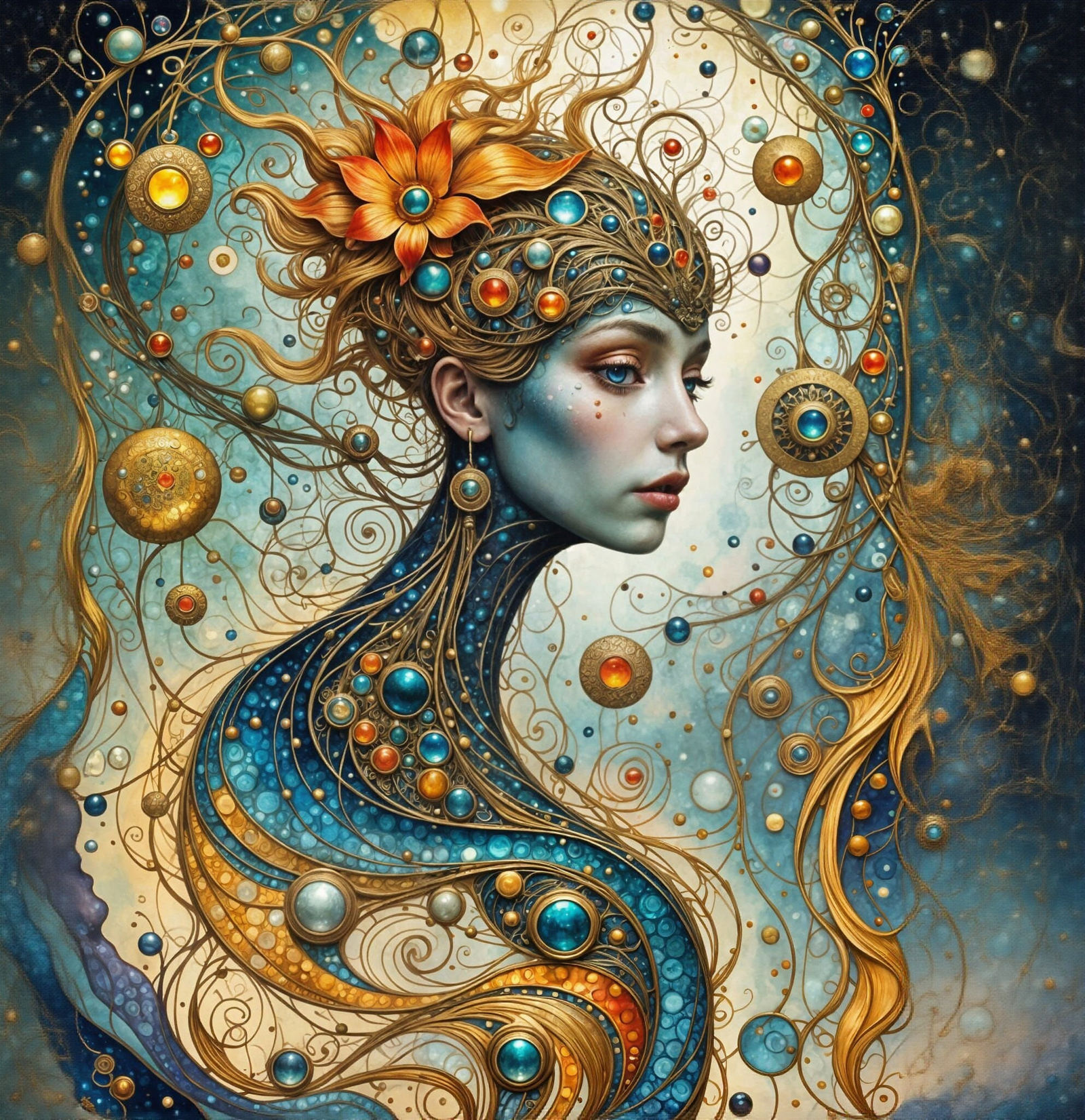 Dreamlike Portrait of a Woman in Abstract Beauty