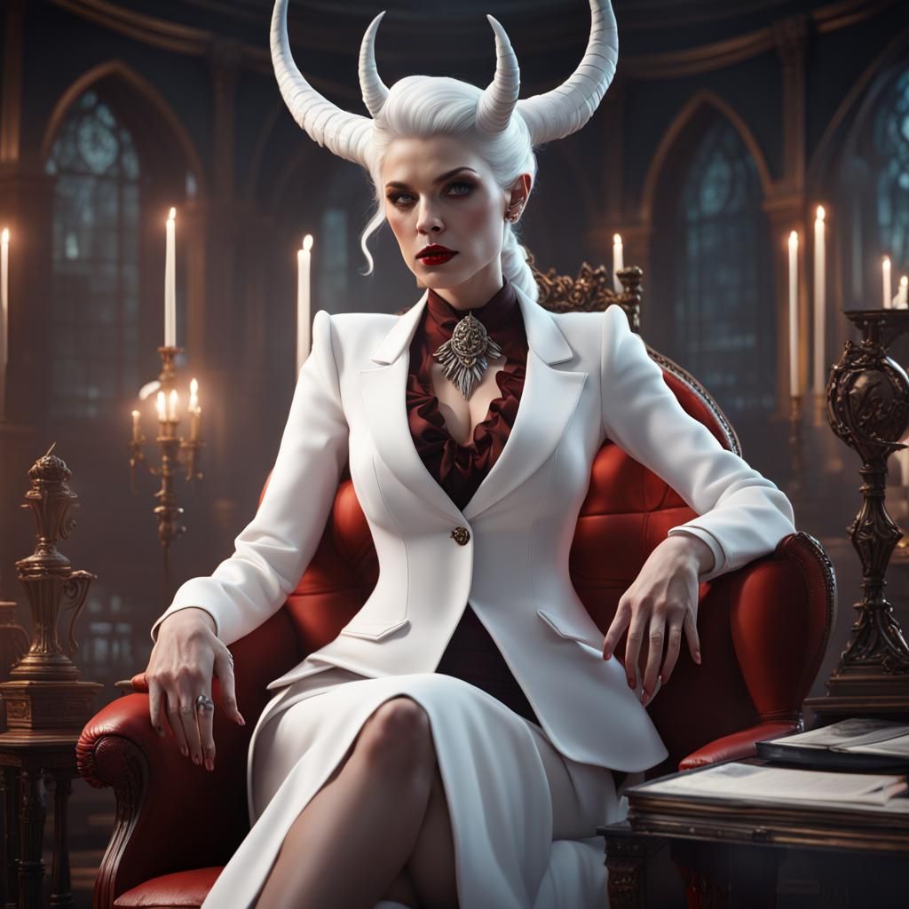 Detailed She Devil Secretary in Fantasy Concept Art