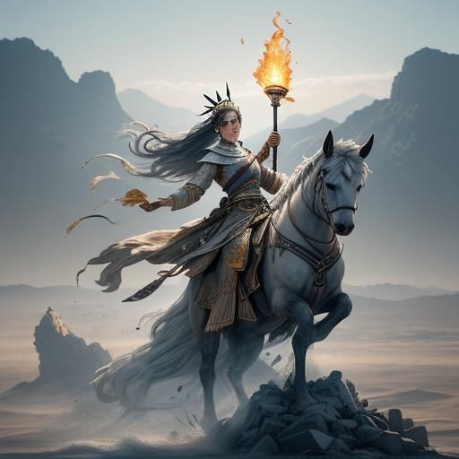 Statue of Liberty Gladiator Fight, Dramatic Lighting