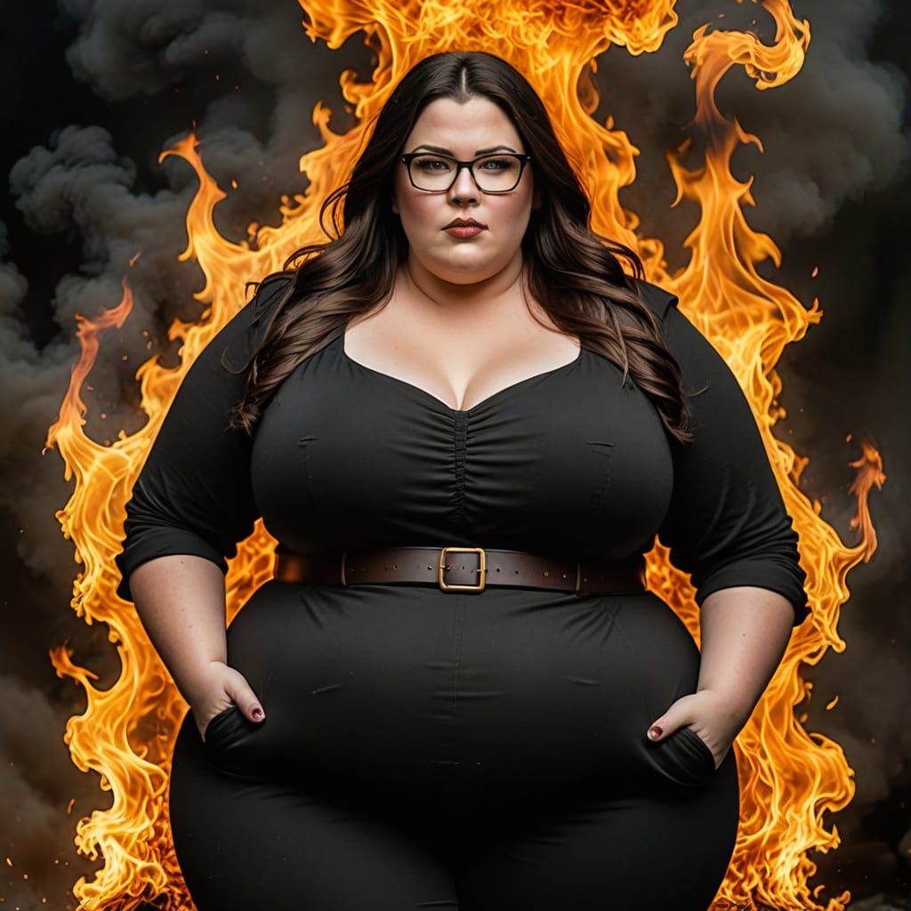 Sensual Bbw Goddess in Fiery Phoenix Surroundings