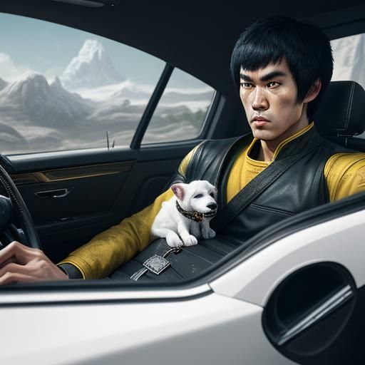 Bruce Lee and Puppy: Detailed Matte Painting