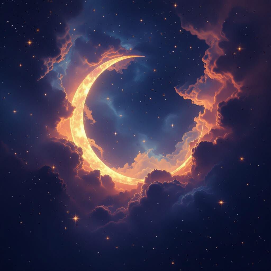 Double Crescent Moon Nebula in Deep Space