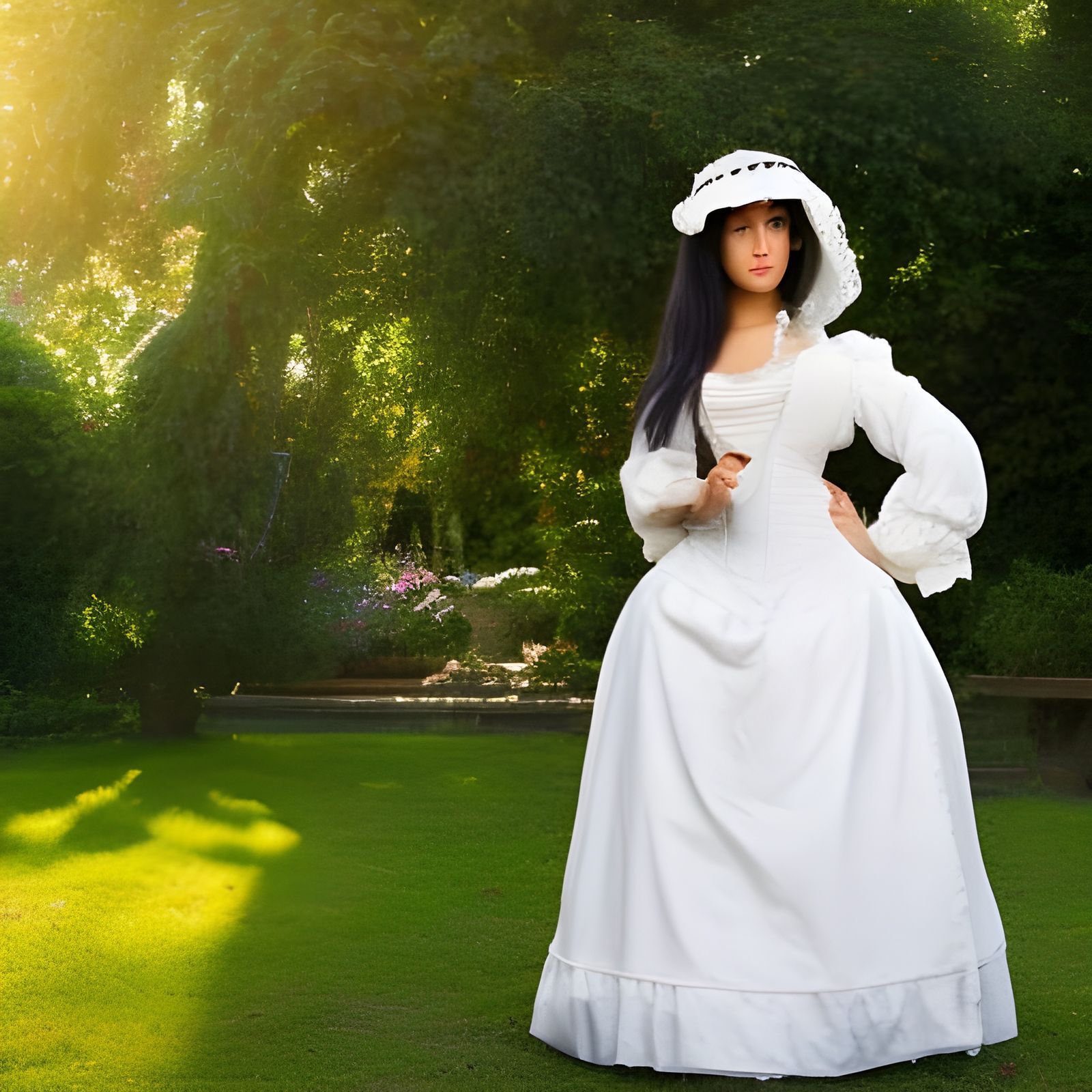 Victorian Era Portrait of a Young Lady in Garden