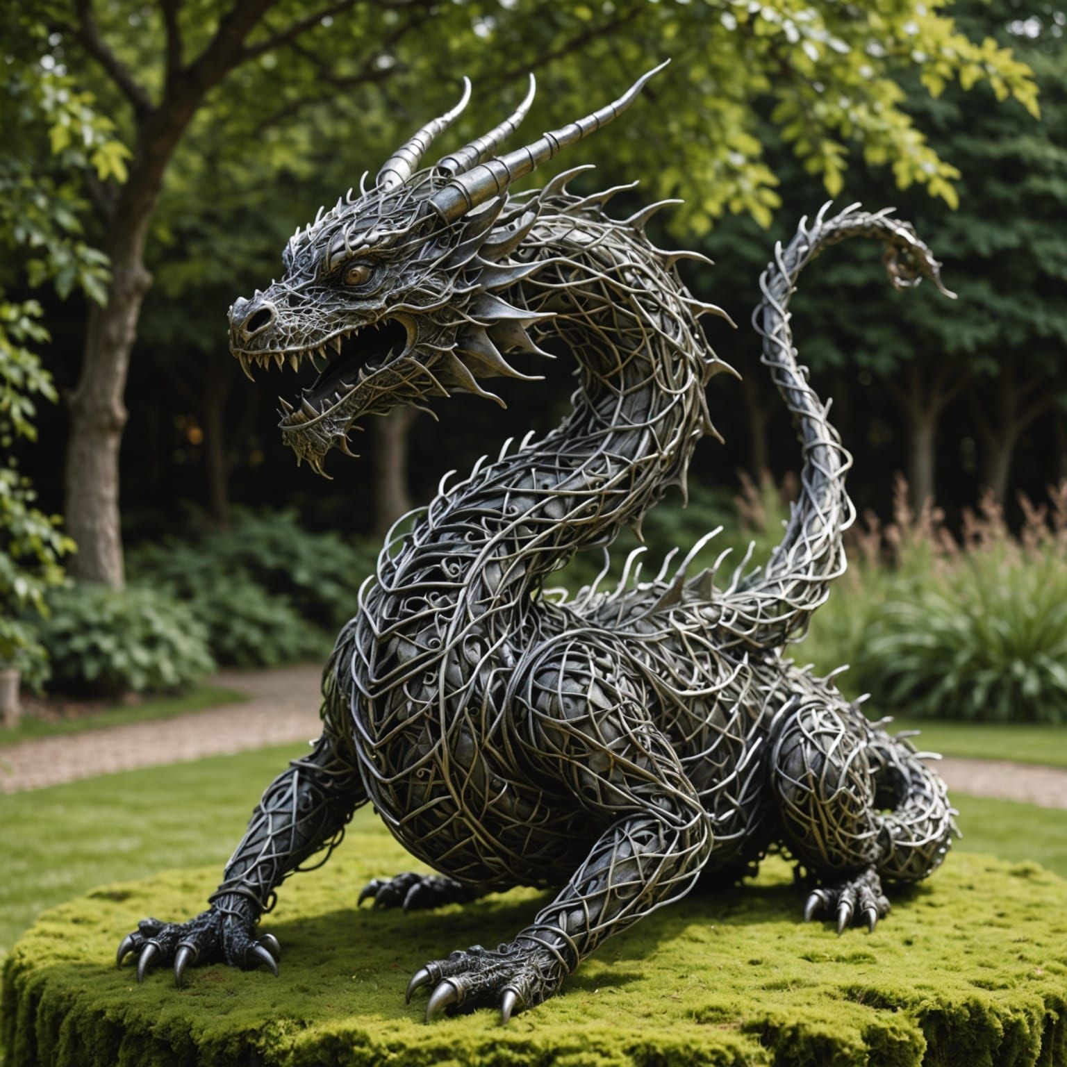 Dragon Sculpture Made of Twisted Wire