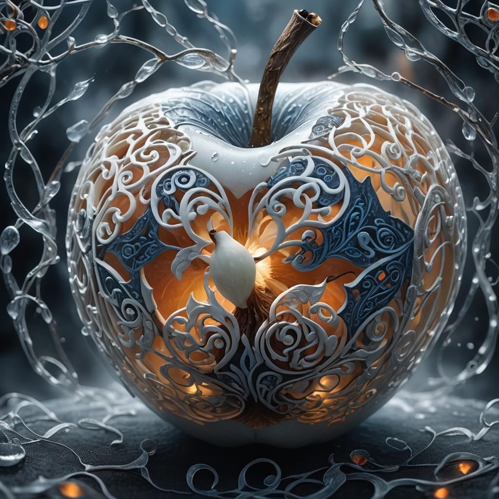 Ethereal White Apple in a Mystical Celtic Style