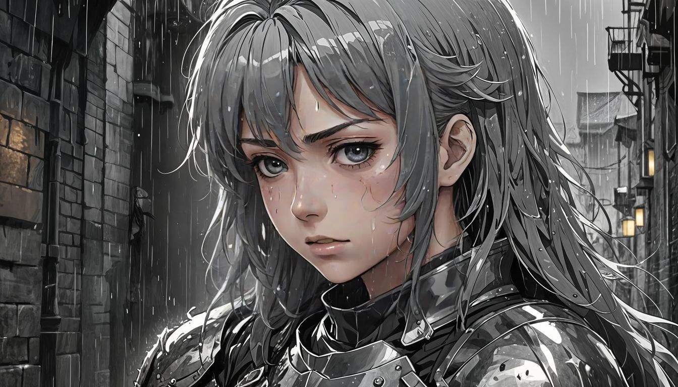 Anime Girl Crying in Rain: Heartbreak in Manga Style