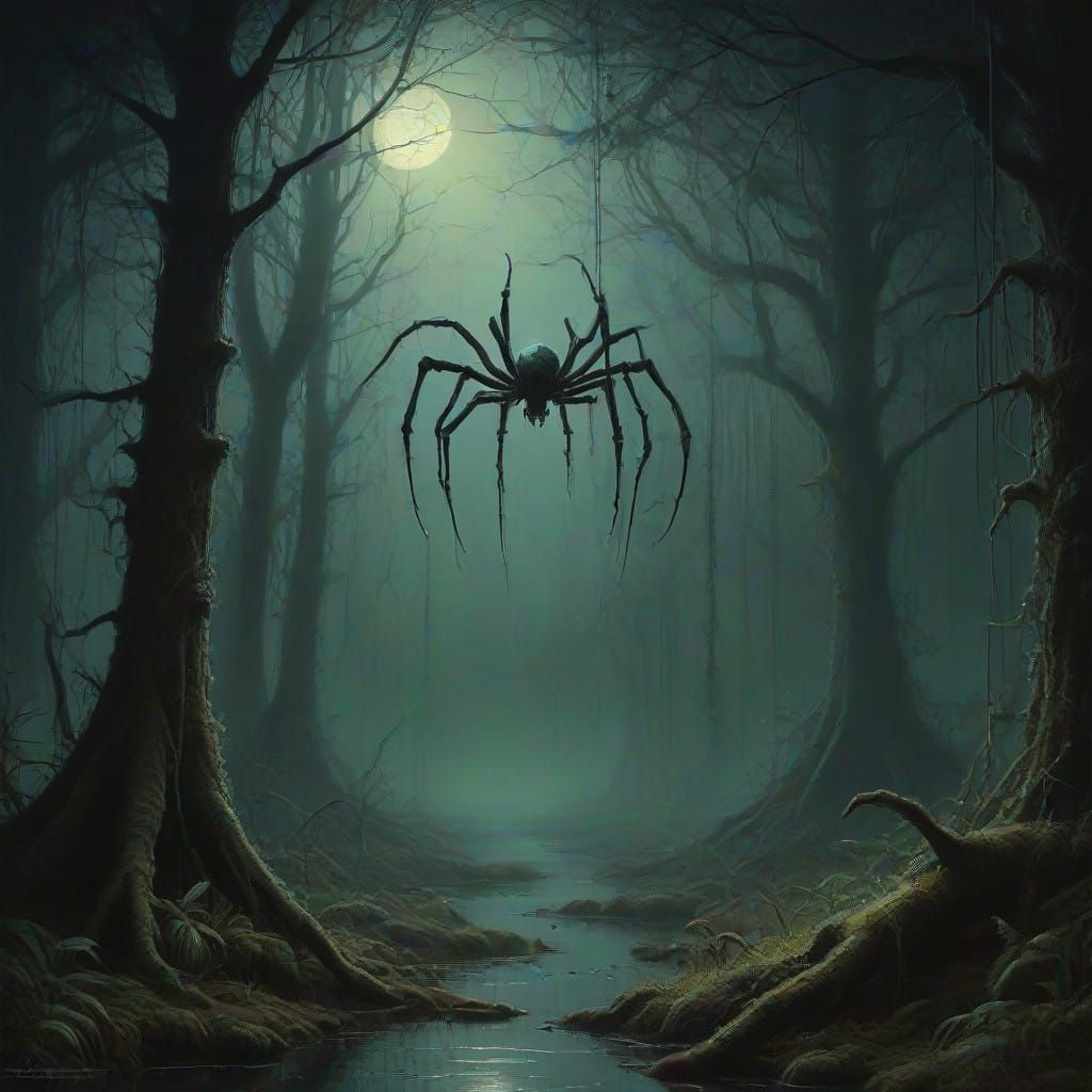 Silvery Moonlit Forest in Ancient Woodland