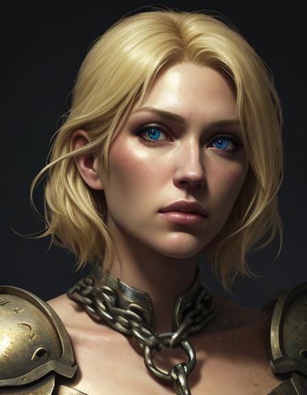 Captive Girl in Shackles: Hyperrealistic Digital Art