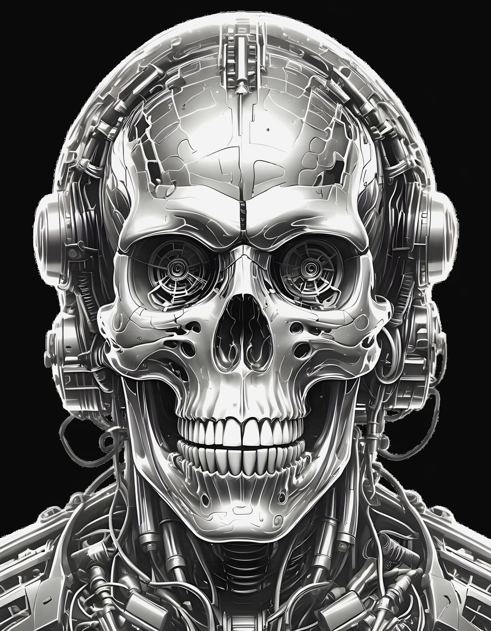 Neon Skull with V8 Engine Explosion