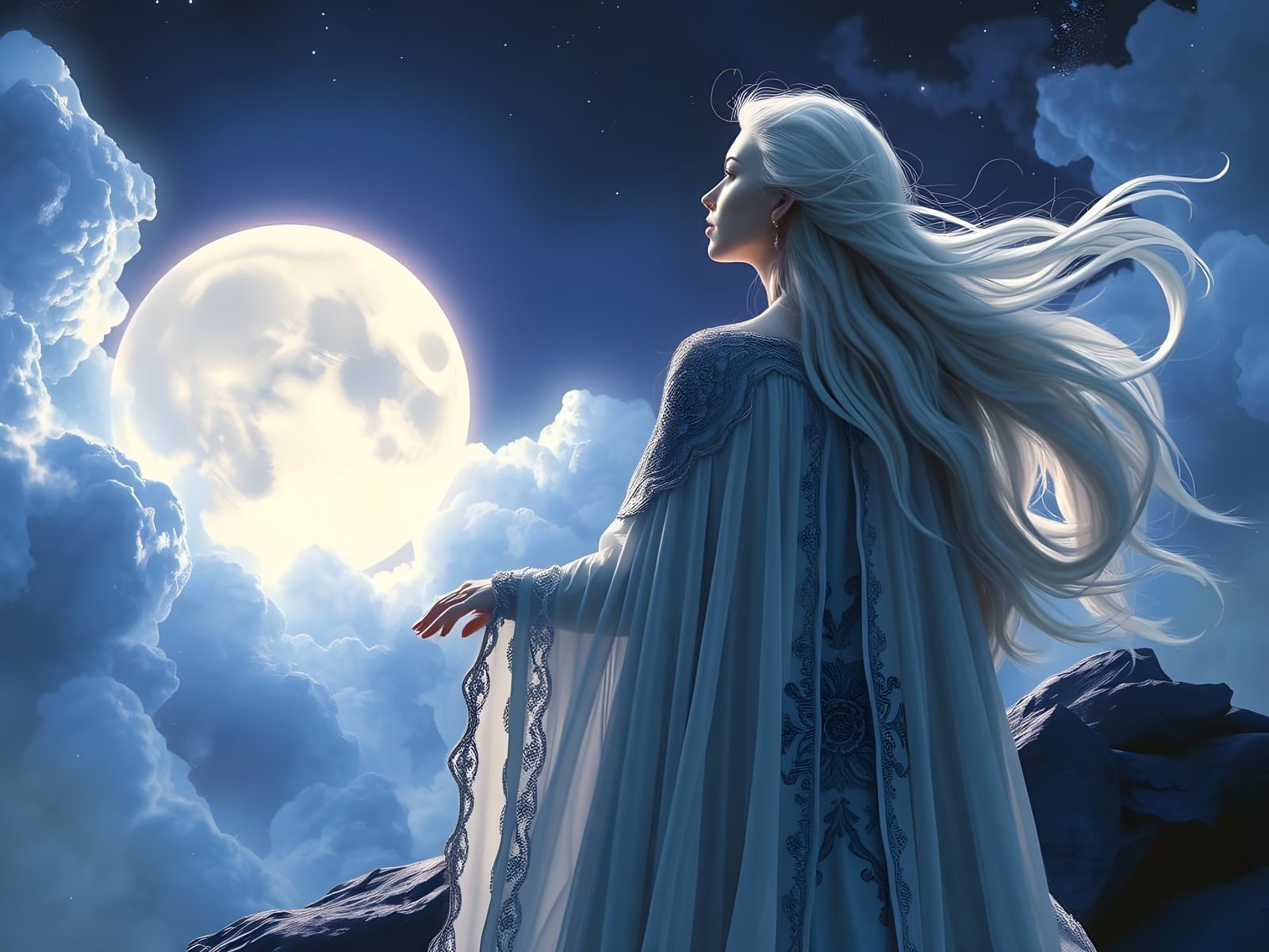 Surreal Astral Voyage to a Glowing Sacred Moon