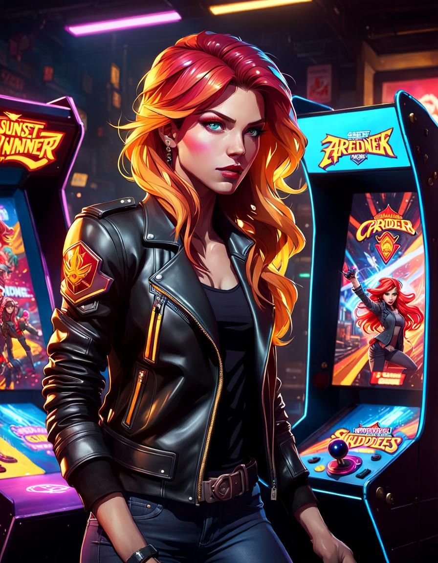 Sunset Shimmer in Cyberpunk Arcade