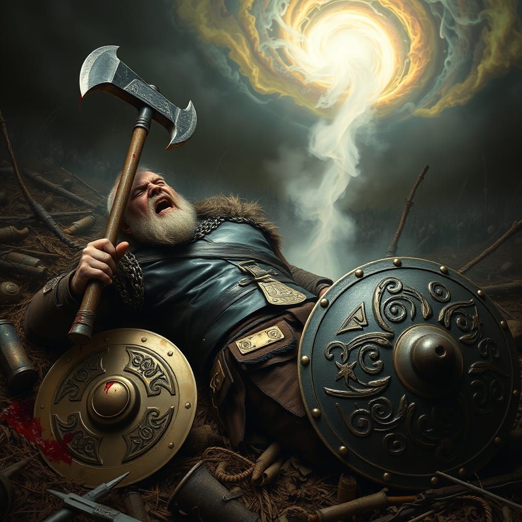 Barbarian Warrior's Ascent, Dramatic Chiaroscuro