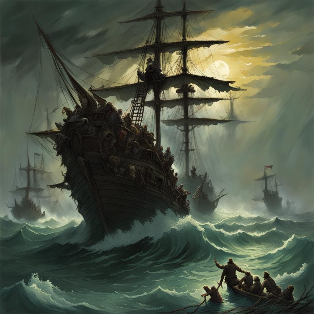 Goblin Pirates on a Weather-Beaten Ship