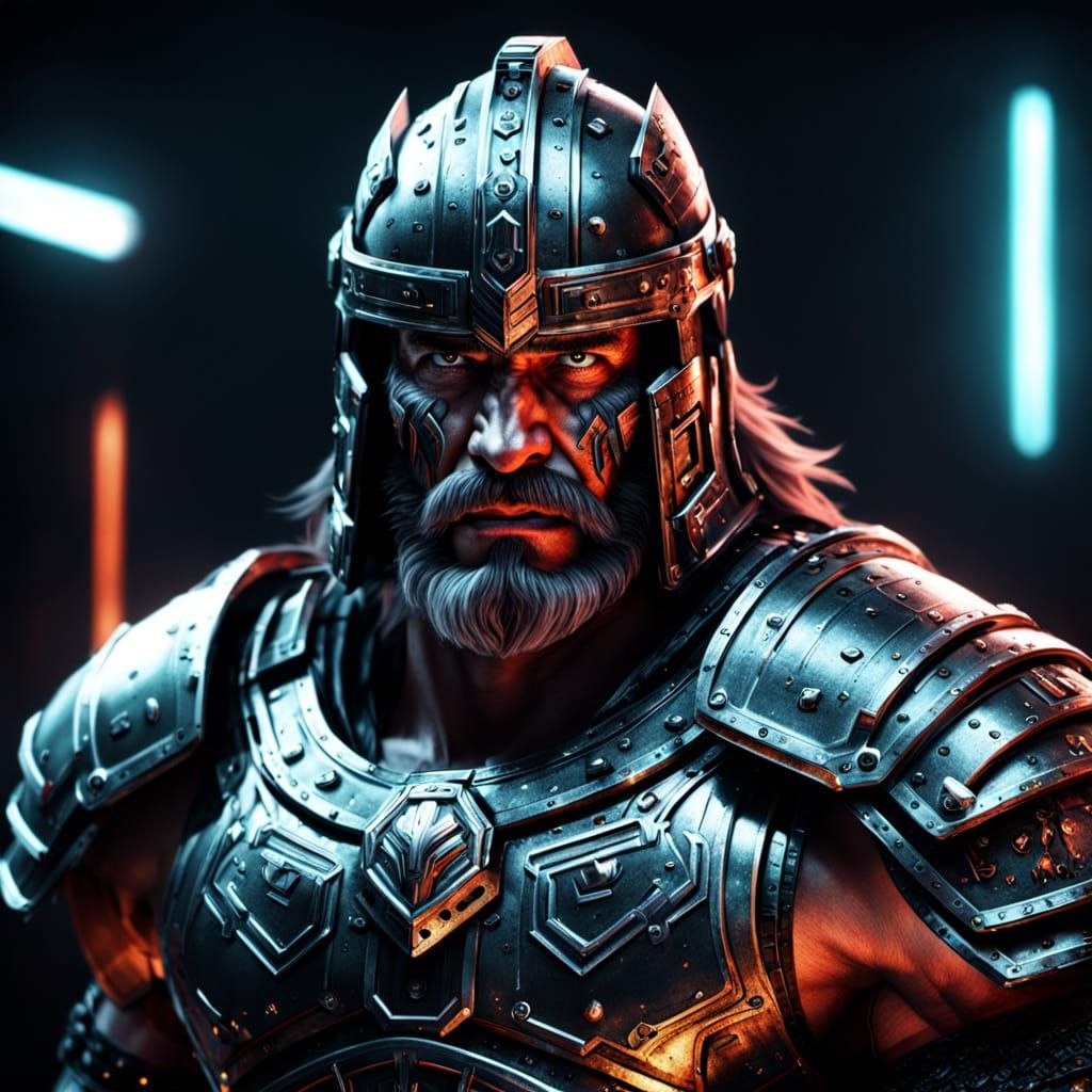 Cyberpunk Warrior in Dark, Gritty Future