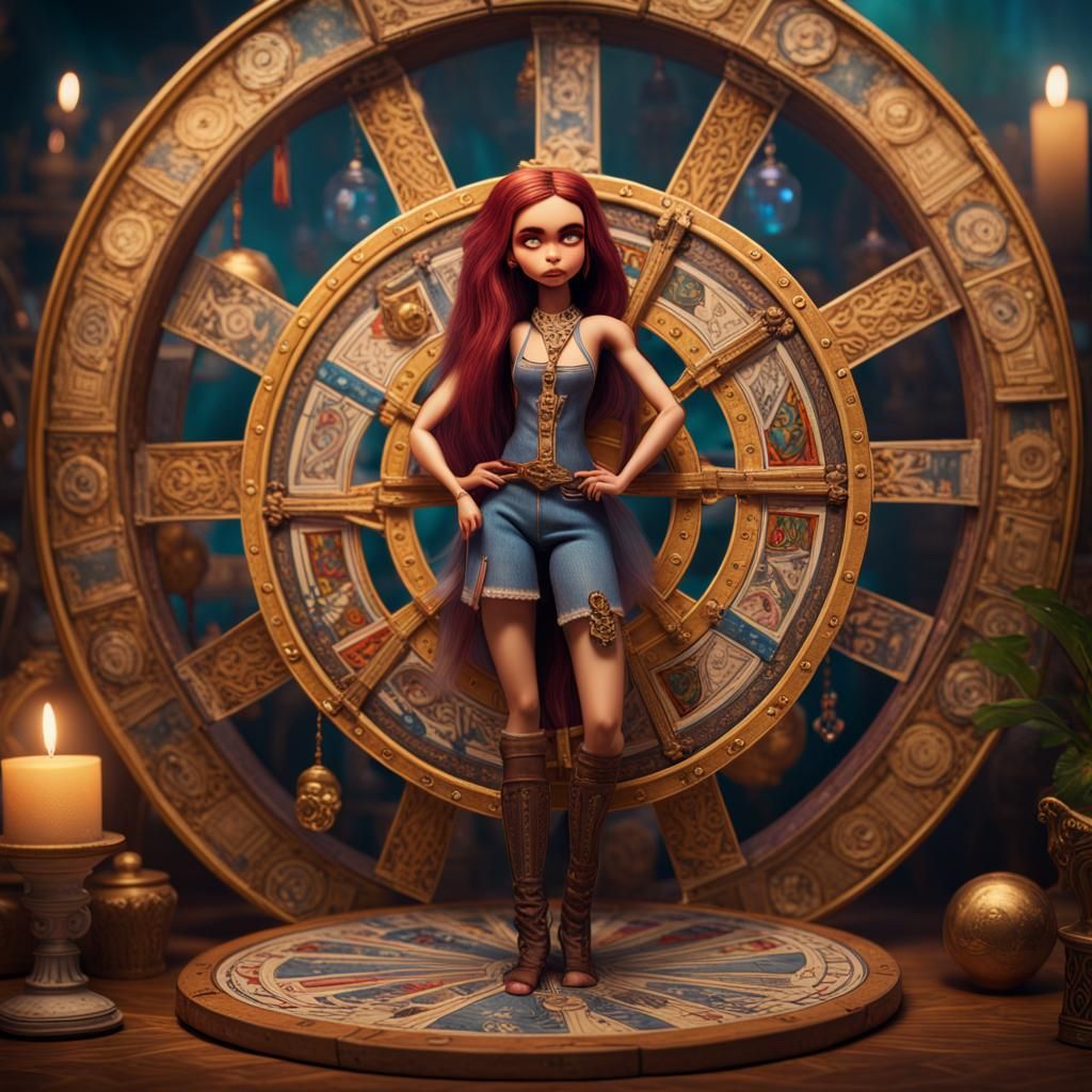 Hyperrealistic Bratz Dolls as Wheel of Fortune Tarot