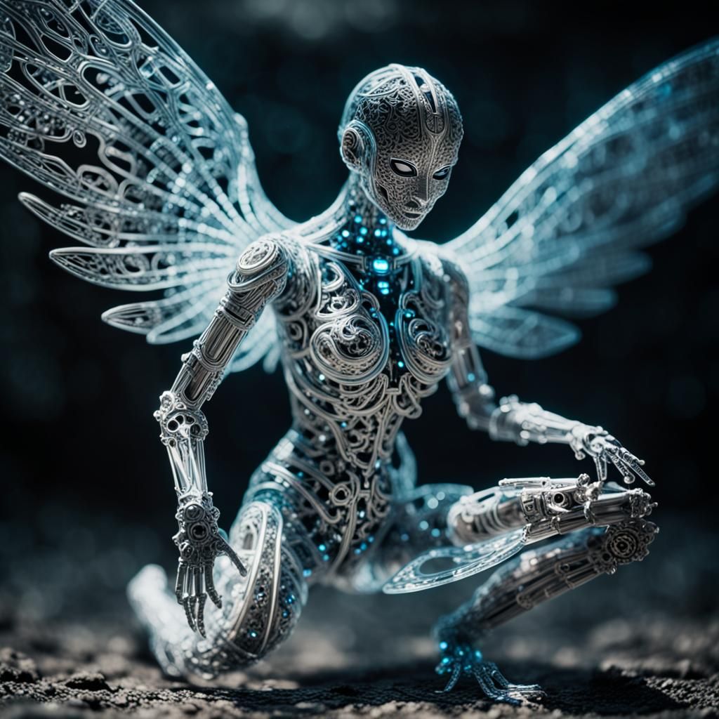 Ghostly Hologram Figure Shackled in Medieval Town