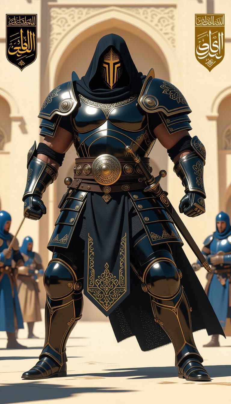 Umayyad Warrior in Futuristic Battle: Cinematic Animation