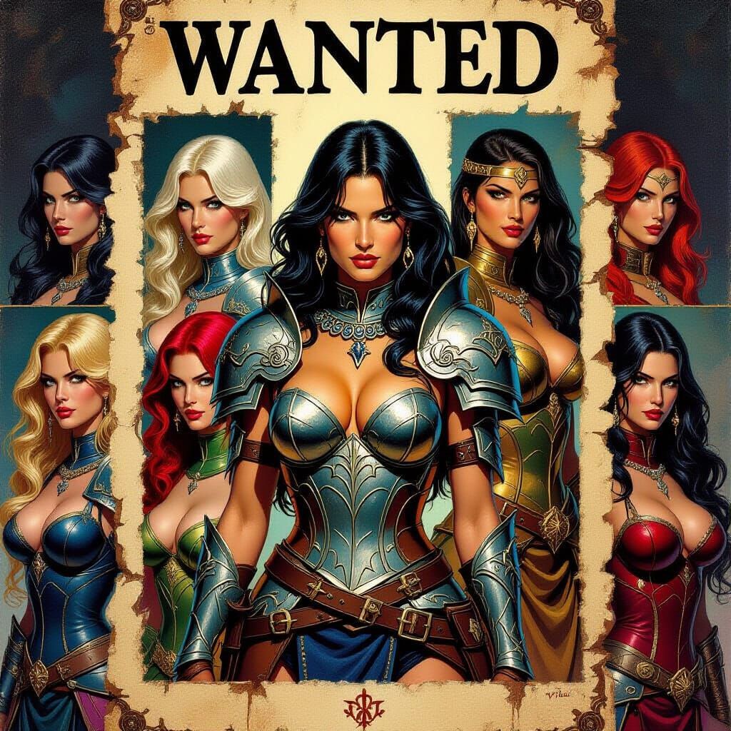 Fantasy WANTED Poster of Female Adventurers
