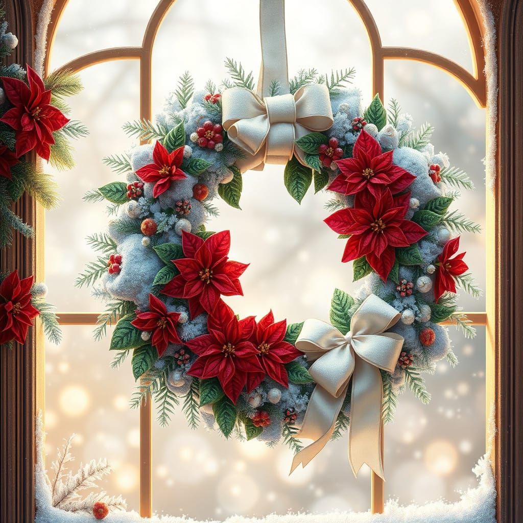 Surreal Winter Flower Wreath in Whimsical Fantasy Style