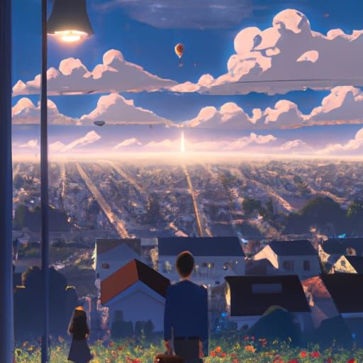 American Dream in Studio Ghibli Anime Style