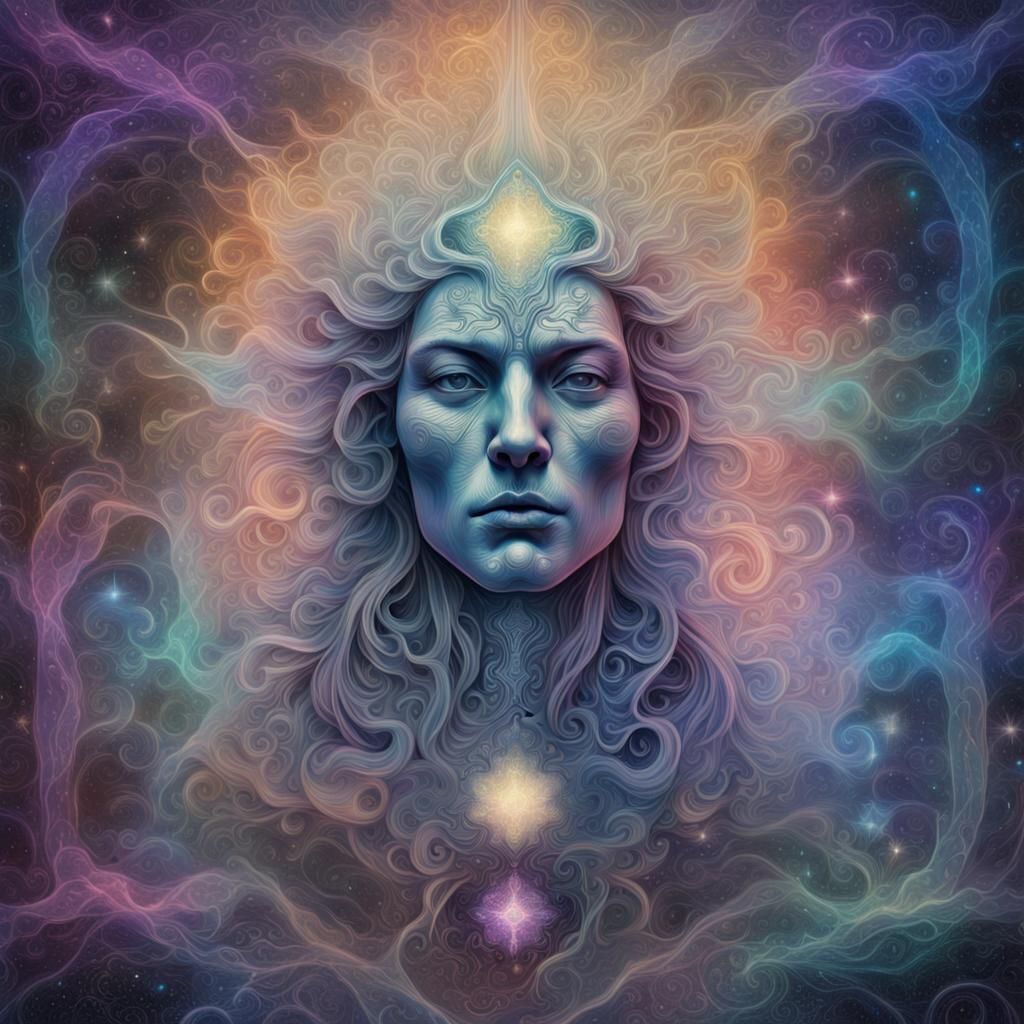 Ethereal Apparition in Holographic Astral Illustration