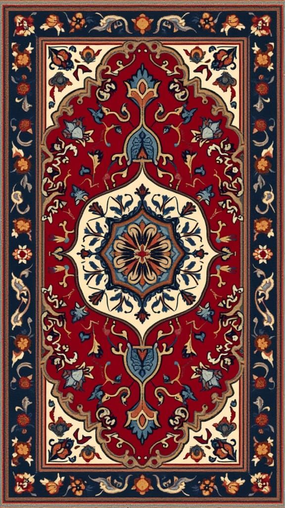 Detailed Persian Rug Pattern: Intricate Design