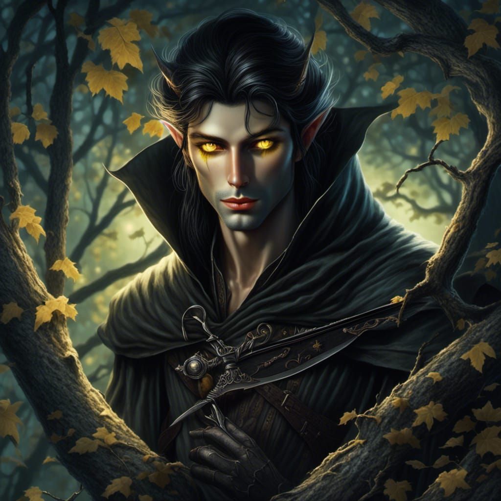 Moonlit Woodland Assassin with Yellow Eyes
